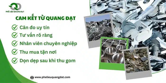 Phế liệu Quang Đạt cam kết với khách hàng về giá, chất lượng dịch luôn được đảm bảo ở mức tốt nhất. 