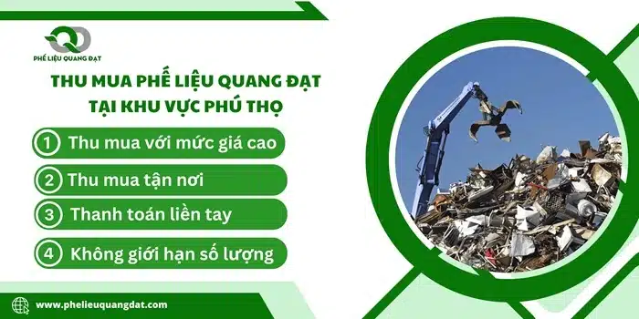 Tại Phú Thọ giá phế liệu được Quang Đạt thu vào với giá cao nhất thị trường và hoa hồng cho người giới thiệu.