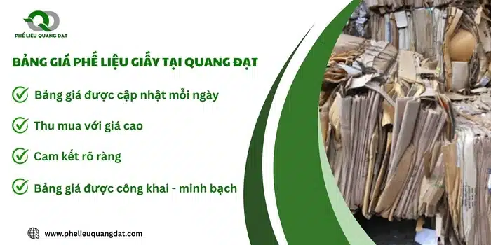 Bảng giá phế liệu giấy được cập nhật mỗi ngày, giúp khách hàng dễ dàng tham khảo giá.