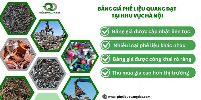 Bảng giá các loại phế liệu được Quang Đạt cập nhật liên tục tại khu vực Hà Nội.