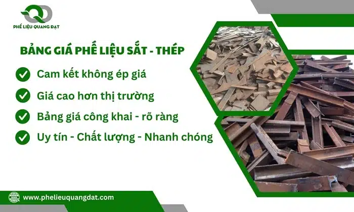 Bảng giá phế liệu sắt thép Quang Đạt được cập nhật hàng ngày.