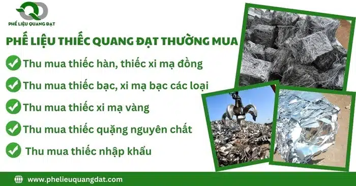 Các loại phế liệu thiếc mà Quang Đạt thu mua với giá cao, nhiều uu đãi hấp dẫn.