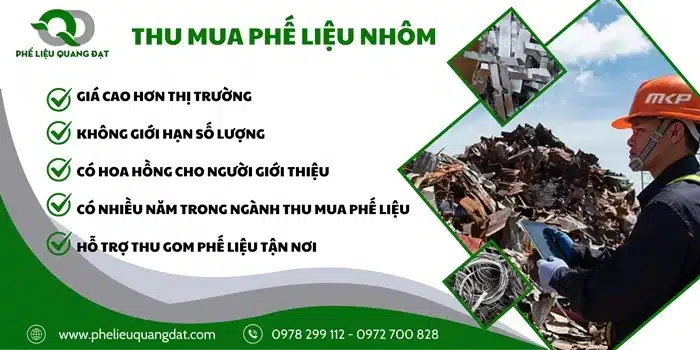 Phế liệu nhôm đang được phế liệu Quang Đạt thu mua với giá cao, không giới hạn số lượng.