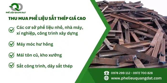 Quang Đạt thu mua phế liệu sắt thép công trình giá cao, thu gom tận nơi và nhanh chóng.